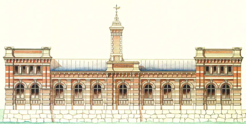 Arkitektritning av Pumphusets utbyggnad.