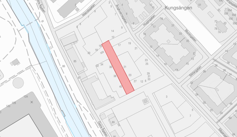 Karta över området där schaktarbeten ska utföras.