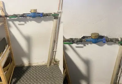 Exempelbild på mätarplats med el-uttag installerat för nära mätaren samt där en maskin står i vägen.