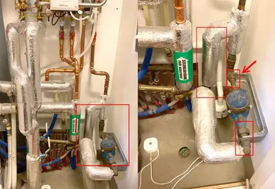 Exempelbild på mätarplats med el-uttag installerat för nära mätaren samt där en maskin står i vägen.
