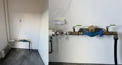 Exempelbild på mätarplats med el-uttag installerat för nära mätaren samt där en maskin står i vägen.
